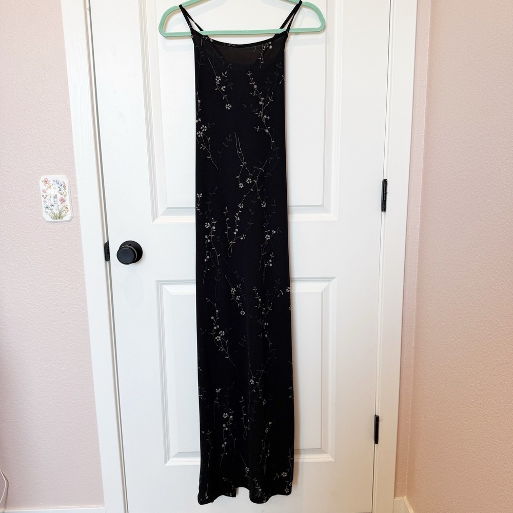 VTG City Triangle Y2K Whimsigoth Floral Slip Dress M Fairy Open Back Sparkle